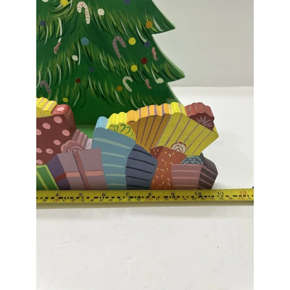 Christmas Tree Wooden Decor Hand Painted By Seasons Card Holder 13x11